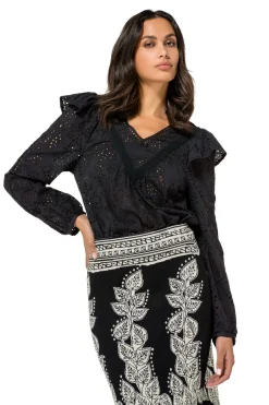 Caroline Biss Tops*1680-10 / Body Met Broderie En Schoudereffect