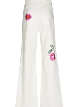 Caroline Biss Broeken*1509-69 / Comfortabele Jeans Met Broderie, Flared Leg, Normal Waist