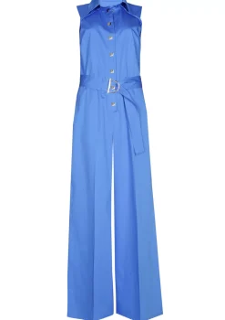 Caroline Biss Broeken*1577-27 / Comfortabele Jumpsuit In Katoen, Enkellengte, Wijd Been