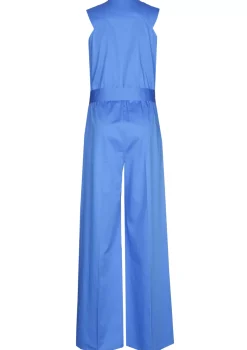 Caroline Biss Broeken*1577-27 / Comfortabele Jumpsuit In Katoen, Enkellengte, Wijd Been