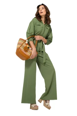 Caroline Biss Broeken*1568-60 / Comfortabele Jumpsuit In Katoen, Wijd Been