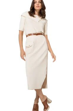 Caroline Biss Rokken*1713-34 / Comfortabele Rechte Midi Rok, Jeanslook