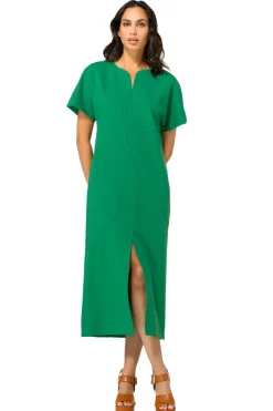Caroline Biss Jurken*1124-62 / Comfortabele Rechtvallende Midi Jurk