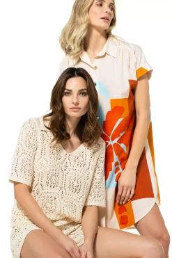 Caroline Biss Jurken*3170-89 / Comfortabele Rechtvallende Hemdjurk
