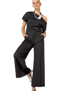 Caroline Biss Broeken*1569-10 / Comfortabele Wijde Broek In Katoen, Normal Waist