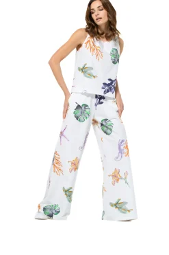 Caroline Biss Broeken*3581-69 / Comfortabele Wijde Katoenen Broek, Normal Waist