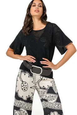 Caroline Biss Pulls*1249-10 / Fijn Gebreide Pull Met Bloemeffect