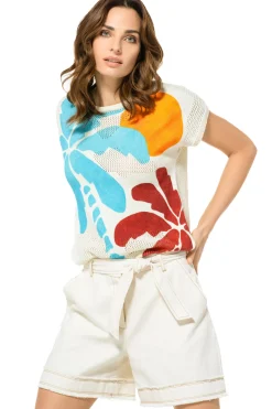 Caroline Biss Pulls*3202-89 / Half Doorzichtige Gebreide Zomerse Pull