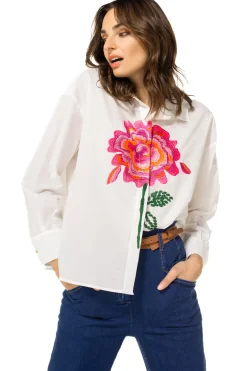 Caroline Biss Tops*1669-69 / Katoenen Hemd Met Broderie