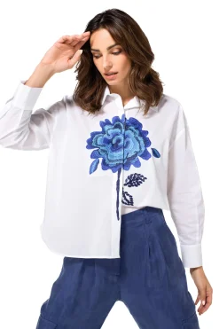 Caroline Biss Tops*1669-29 / Katoenen Hemd Met Broderie