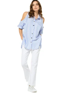 Caroline Biss Tops*3678-24 / Lange Chemise Met Schoudereffect