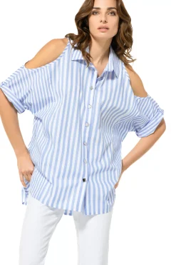 Caroline Biss Tops*3678-24 / Lange Chemise Met Schoudereffect