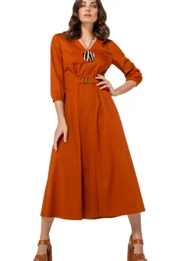 Caroline Biss Jurken*1167-35 / Licht Aansluitende Midi Jurk Met Stretch