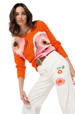 Caroline Biss Pulls*1280-69 / Los Gebreide Lange Pull Met Opdruk