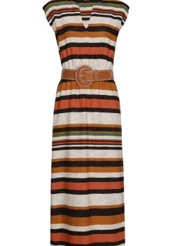 Caroline Biss Jurken*1155-39 / Rechtvallende Comfortabele Midi Jurk