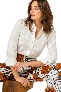 Caroline Biss Tops*1614-91 / Rechtvallende Katoenen Bloes Met Broderie