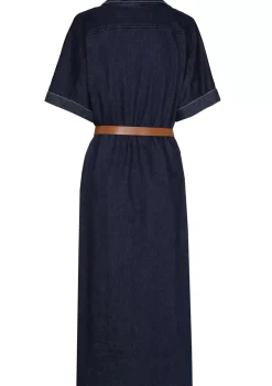 Caroline Biss Jurken*1114-23 / Rechtvallende Midi Jurk In Jeans Met Stretch