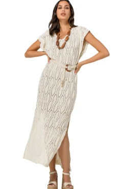 Caroline Biss Jurken*1140-34 / Rechtvallende Midi Jurk In Crochet