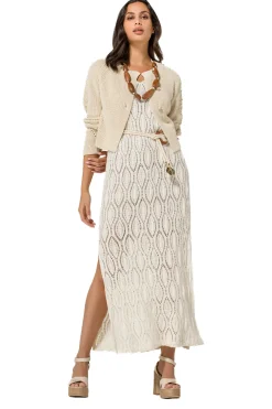Caroline Biss Jurken*1140-34 / Rechtvallende Midi Jurk In Crochet