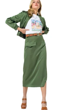 Caroline Biss Rokken*1767-61 / Rechtvallende Shiny Midi Rok