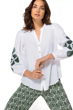 Caroline Biss Tops*1625-69 / Rechtvallende Soepele Bloes Met Broderie