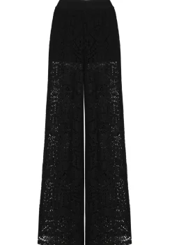 Caroline Biss Broeken*1546-10 / Soepelvallende Broek In Crochet, Wijd Been, Normal Waist