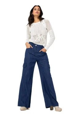 Caroline Biss Broeken*1512-24 / Soepelvallende Cargojeans, Wijd Been, Normal Waist