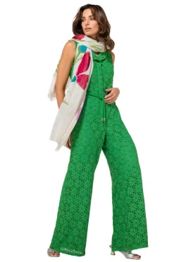 Caroline Biss Broeken*1529-63 / Soepelvallende Jumpsuit In Kant, Wijd Been