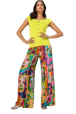 Caroline Biss Broeken*1542-79 / Soepelvallende Palazzobroek, Normal Waist, Pop-Art Print