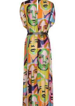 Caroline Biss Jurken*1142-79 / Soepelvallende Pop-Art Midi Jurk