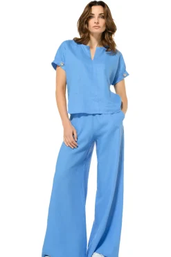 Caroline Biss Broeken*3571-24 / Wijde Broek In Linnen, Normal Waist